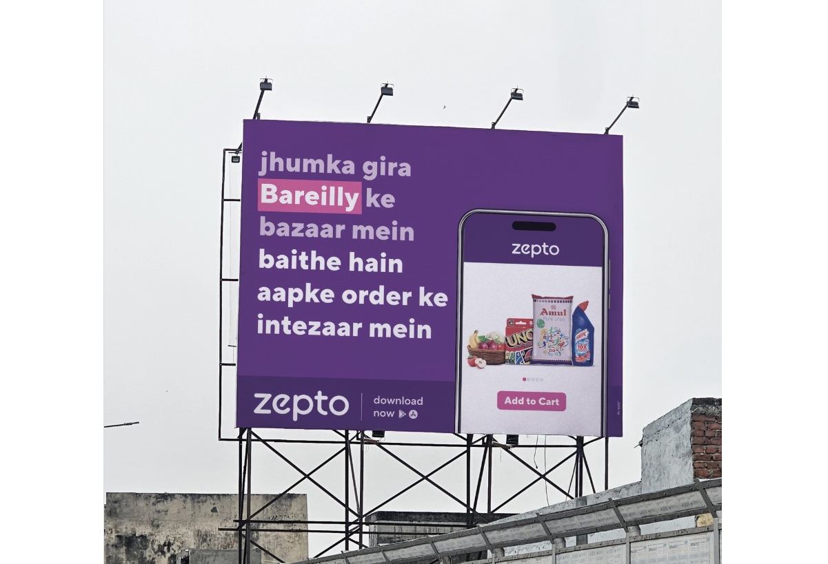 Zepto remixes popular songs for its Uttar Pradesh outdoor ads.